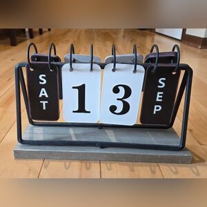 Farmhouse Metal Flip Date Calendar (7" tall X 11" long x 3.5" wide)